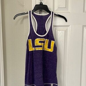 Purple and Yellow LSU Scoop neck Racerback Tank Top